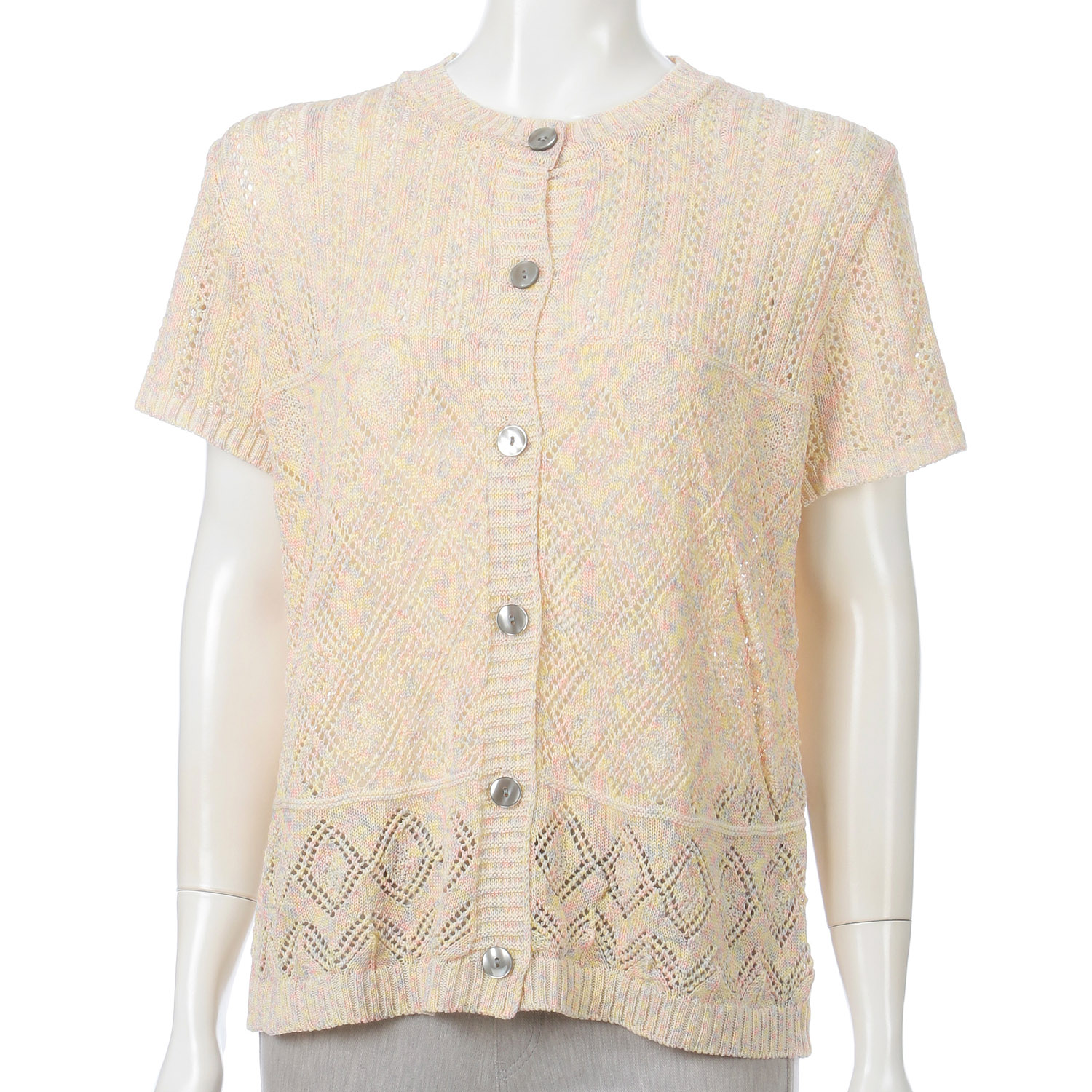 絣透かし前開きベスト - 画像4