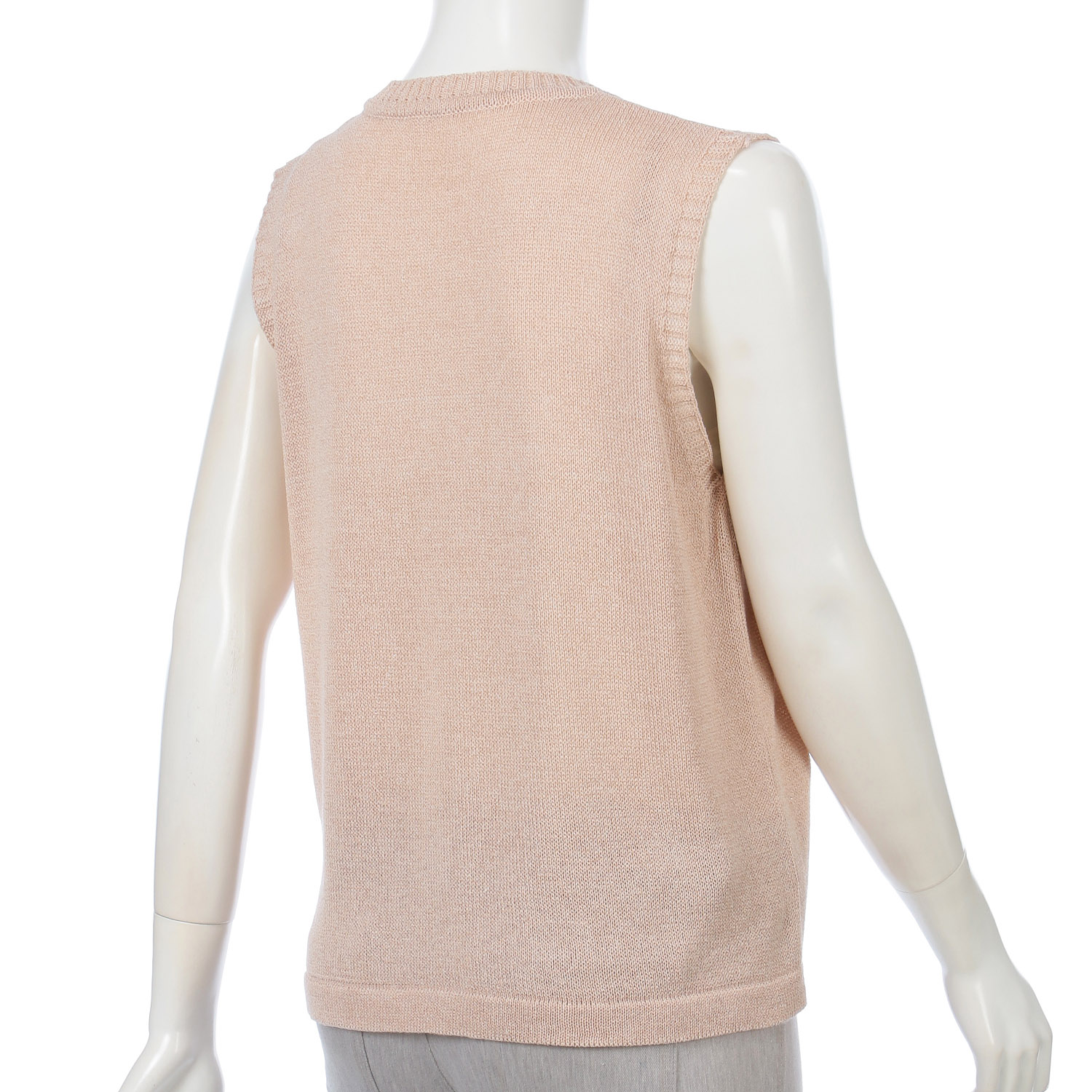 綿混地柄前開きベスト - 画像5