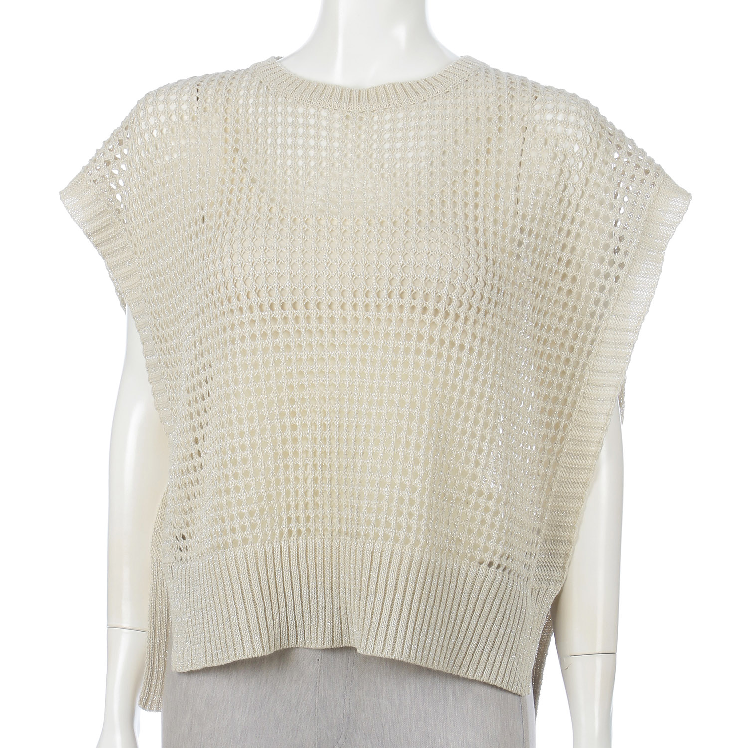 ラメ和紙混メッシュベスト - 画像1