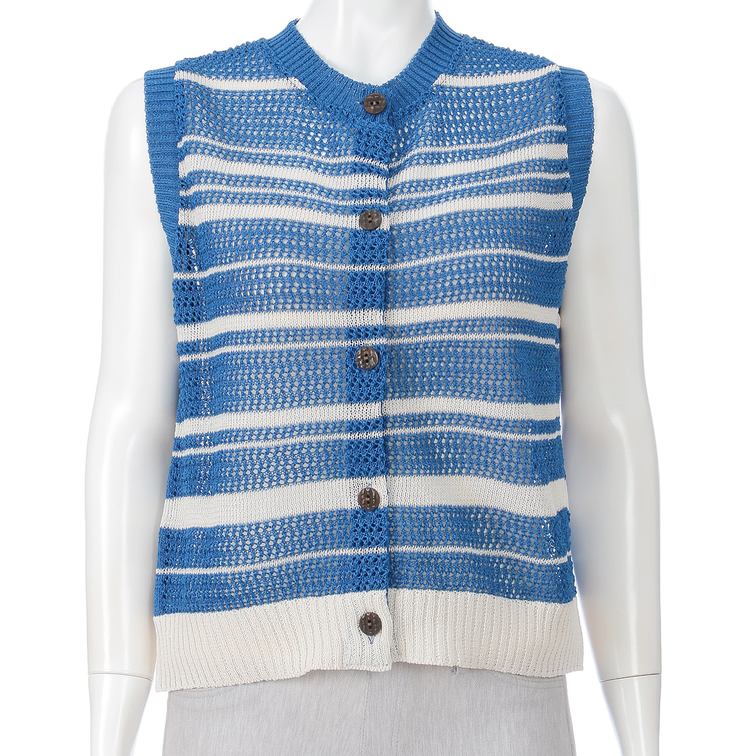 ボーダー前開きベスト