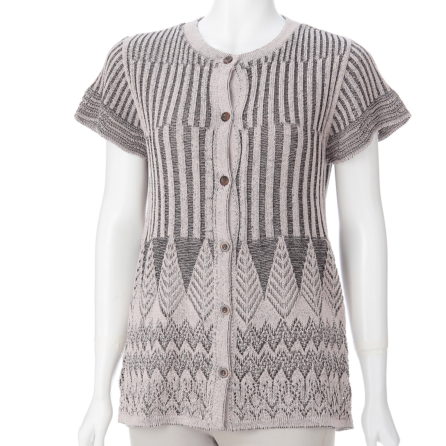 ダイヤ柄前開きベスト - 画像1