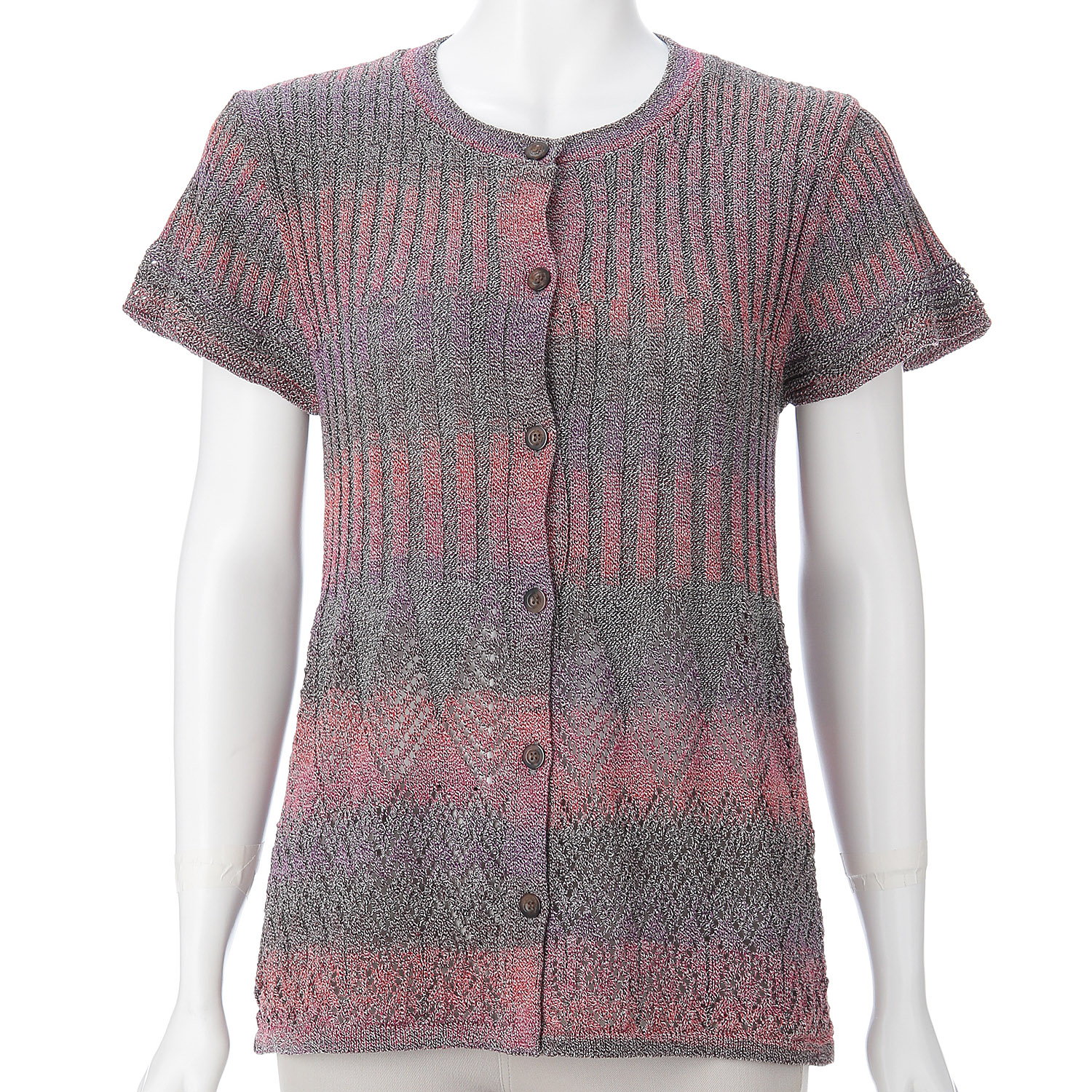 絣ダイヤ柄前開きベスト - 画像2