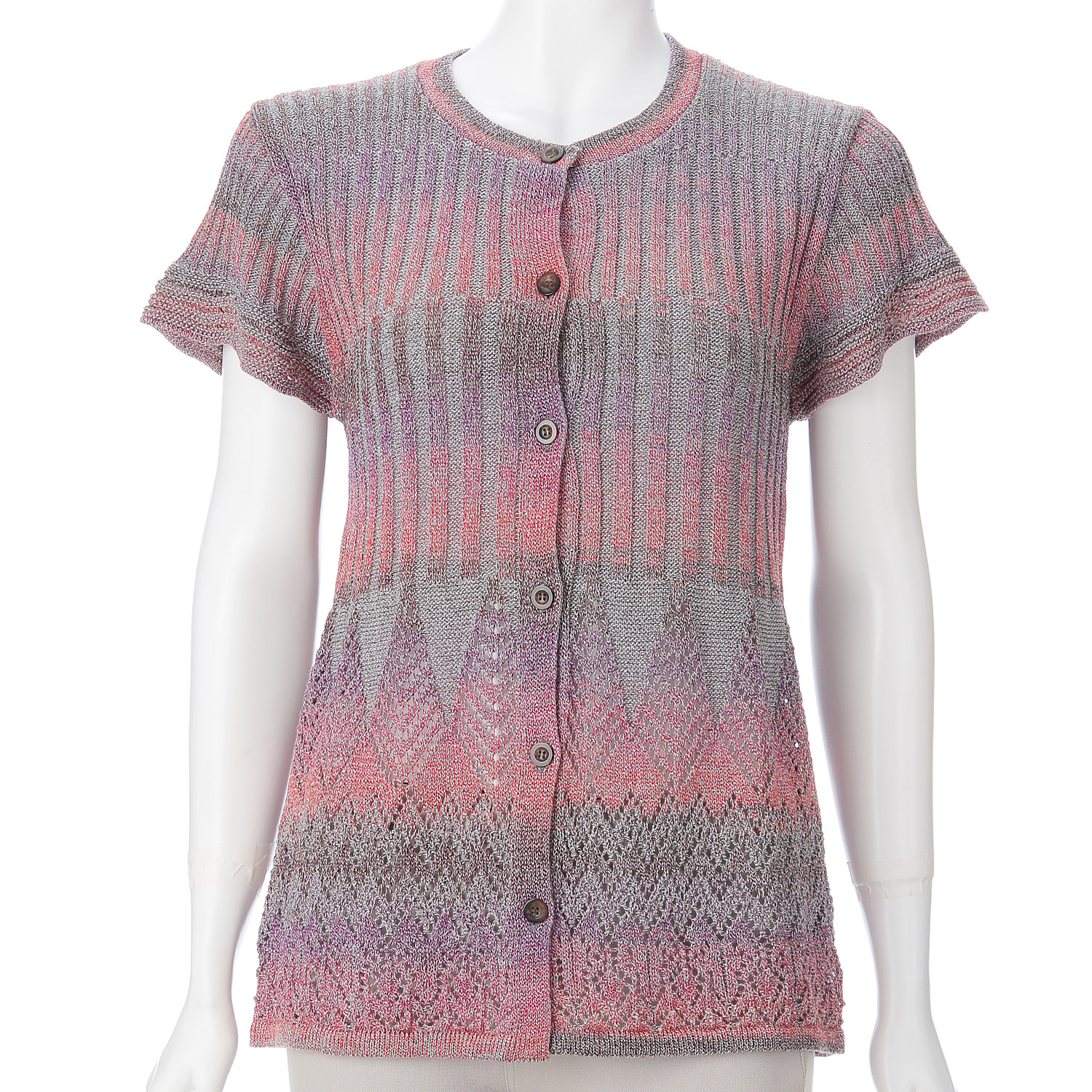 絣ダイヤ柄前開きベスト - 画像1