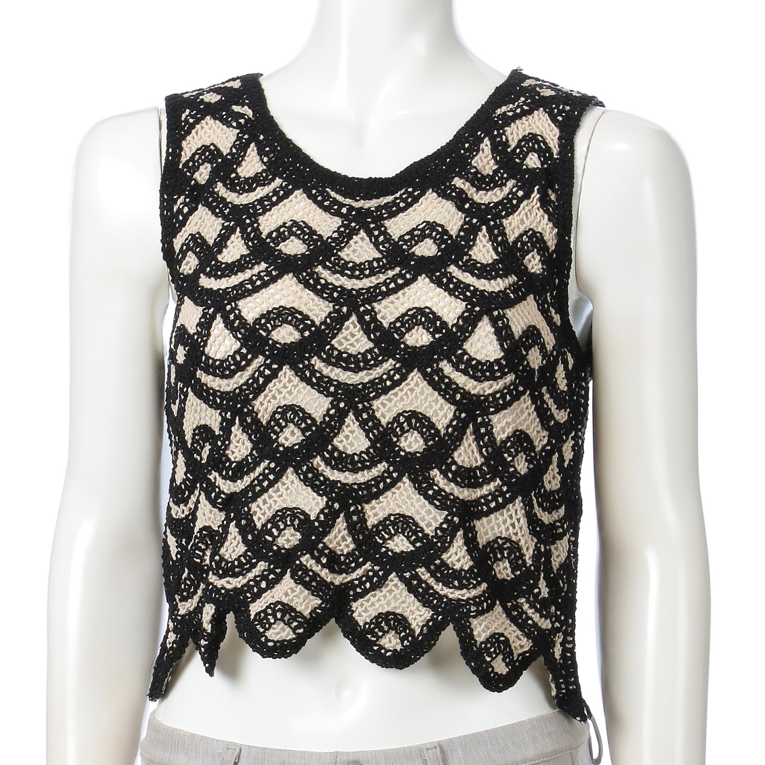 VERITE クロシェ風ニットベスト - 画像2