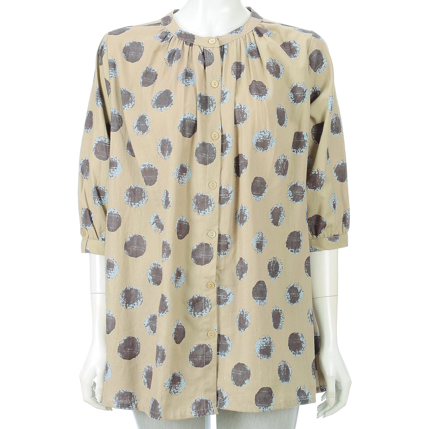 綿麻ドットプリントブラウス - 画像6