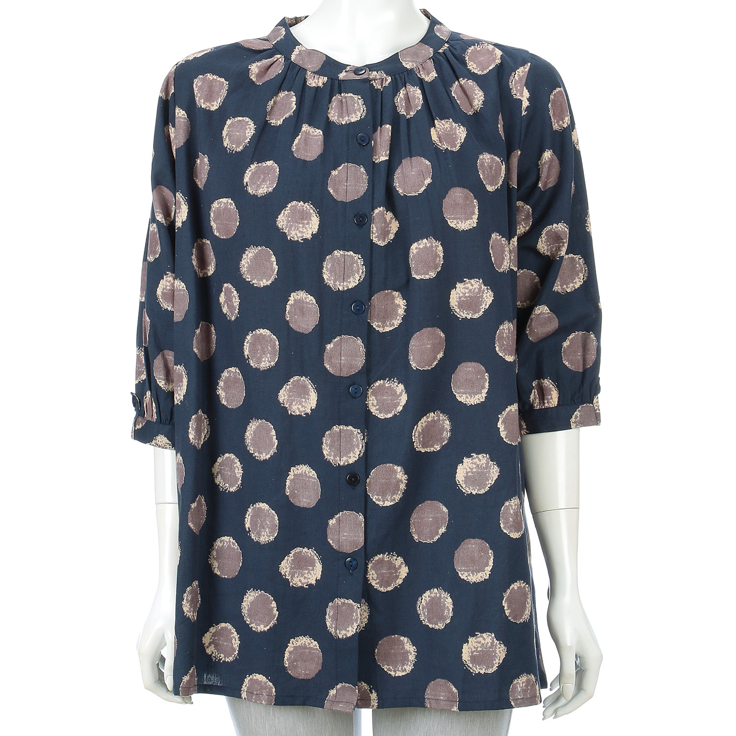 綿麻ドットプリントブラウス - 画像7