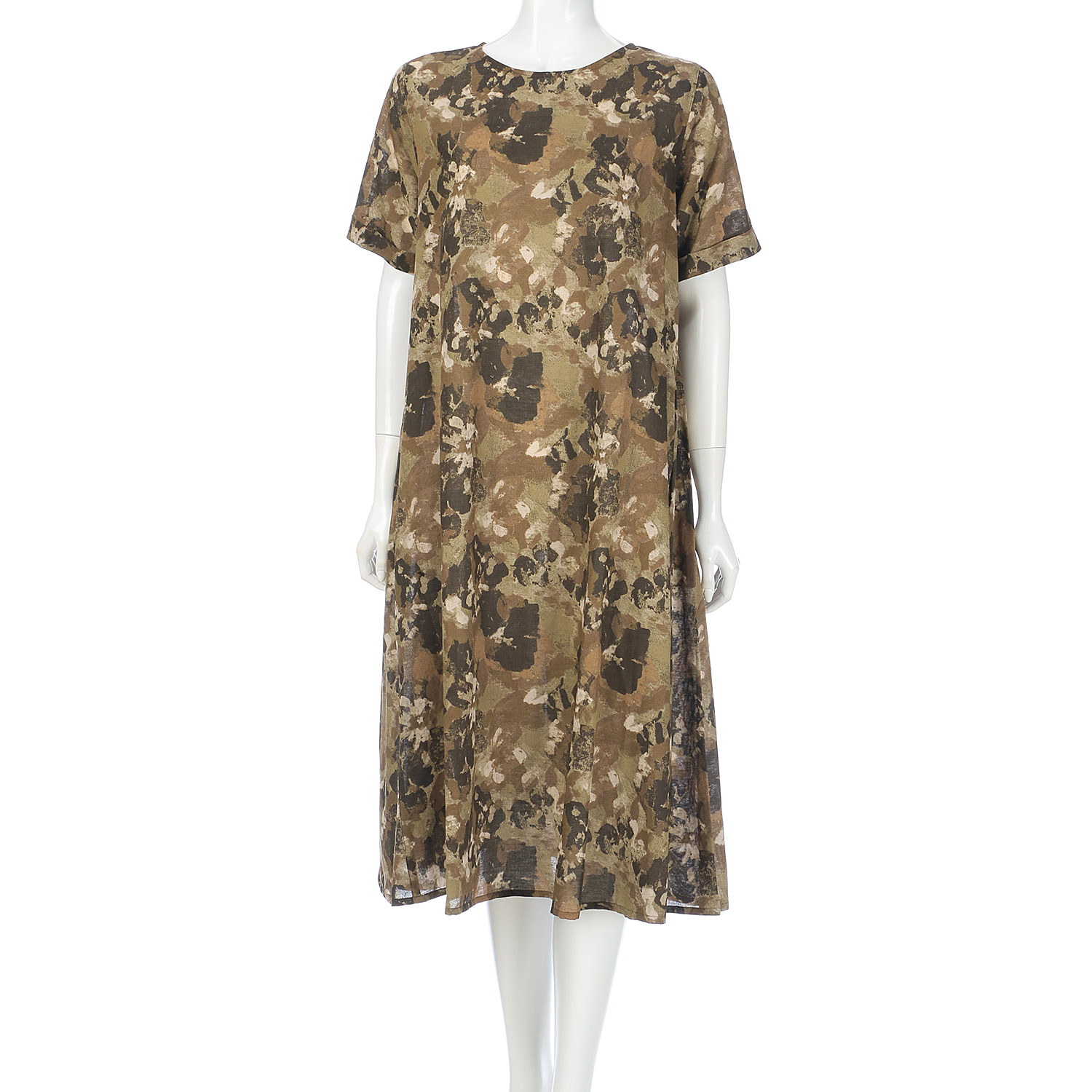 綿麻60／20プリントワンピース