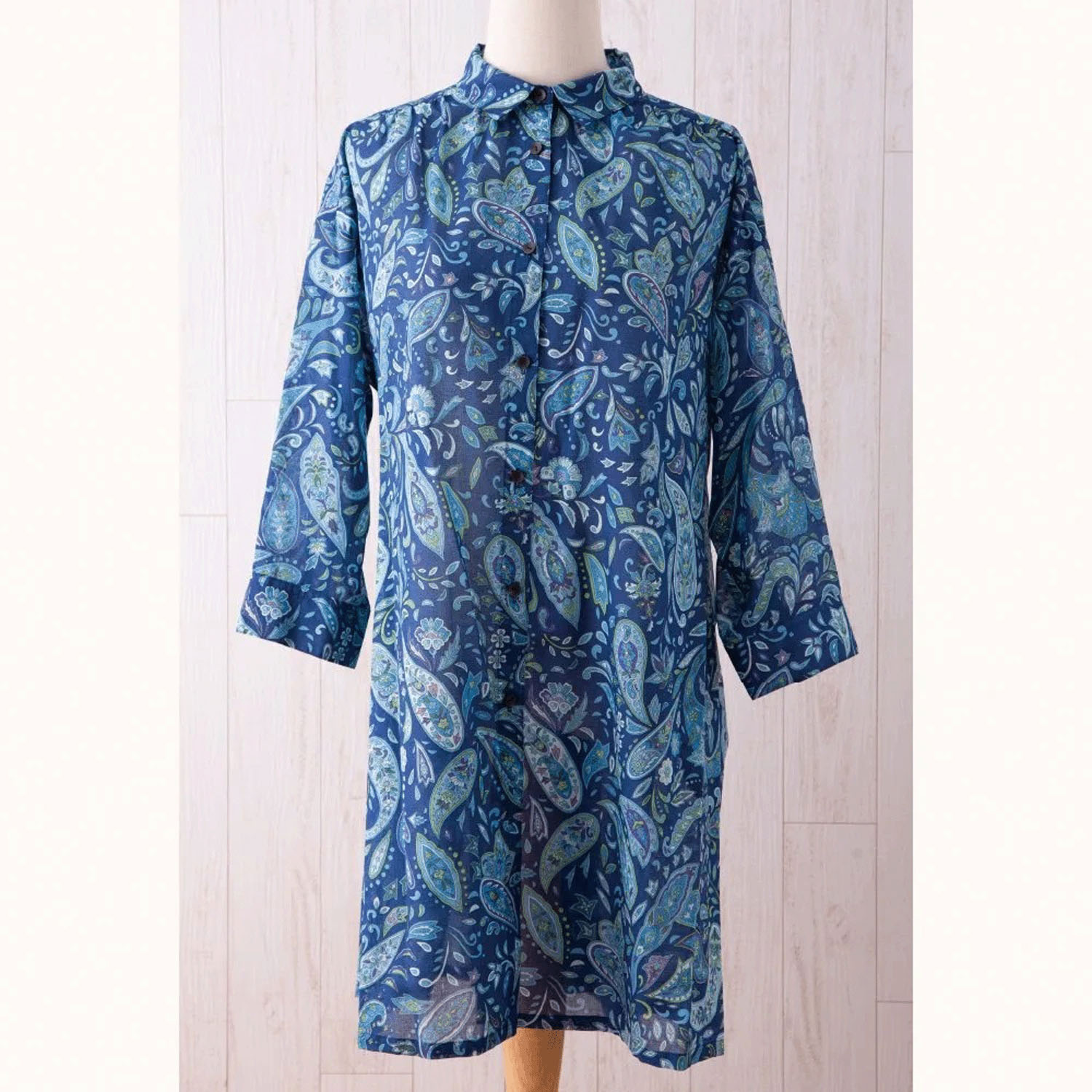 【ETONET限定】シルクロード シャツカラーヨーク切替ギャザーチュニック - 画像2