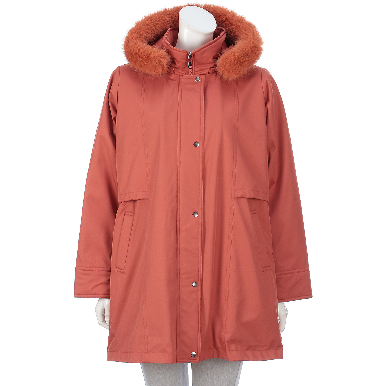 ファー付き裏ボアコート