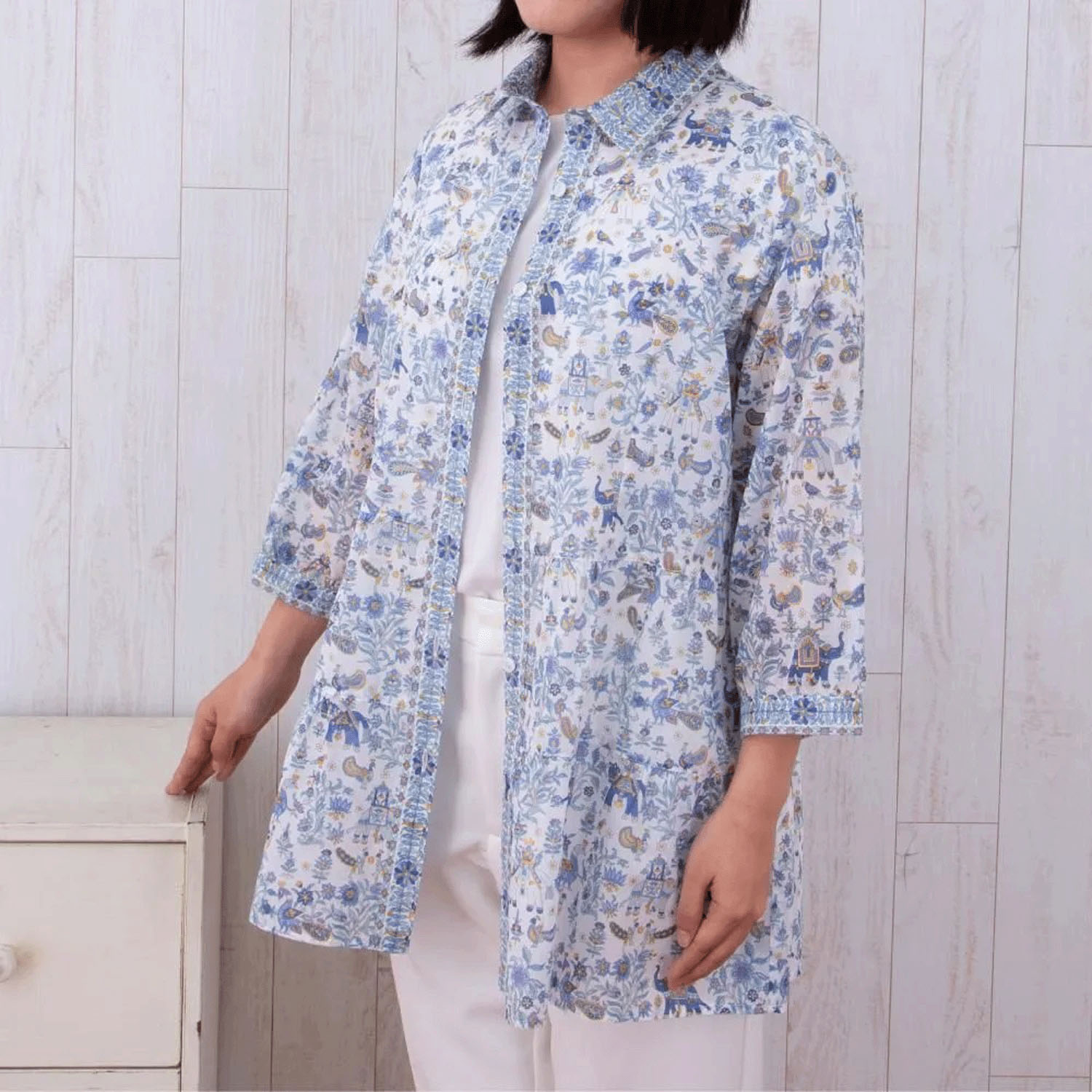 【ETONET限定】シルクロード ティアード切替シャツブラウス バローダ - 画像1