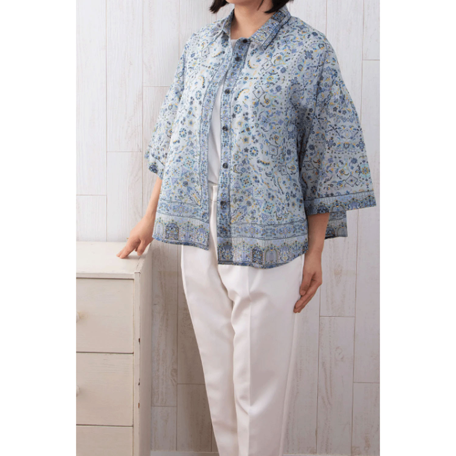 【ETONET限定】シルクロード 袖山タックシャツブラウス コンスタンティノープル - 画像17