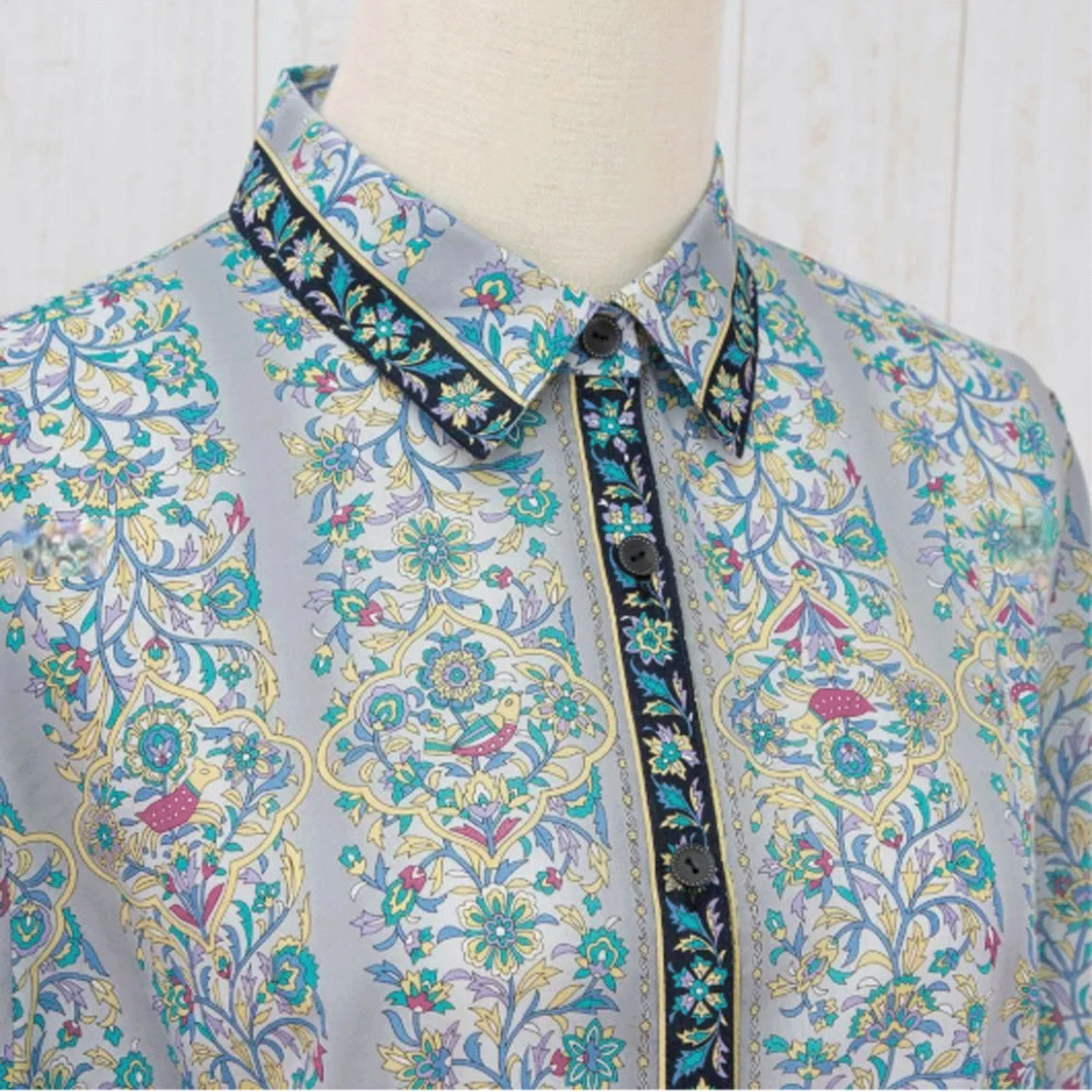 【ETONET限定】シルクロード シャツ襟八分袖チュニックブラウス ブルサ - 画像6