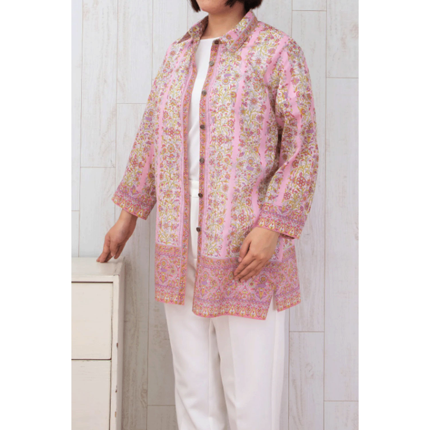 【ETONET限定】シルクロード シャツ襟八分袖チュニックブラウス ブルサ - 画像1