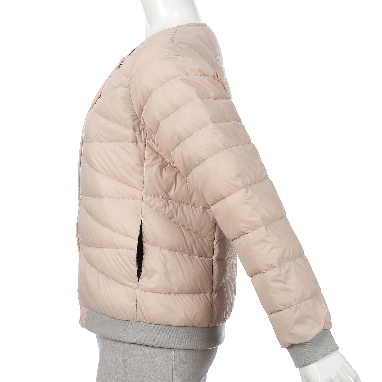 ノーカラー配色リブ使いダウンジャケット - 画像5