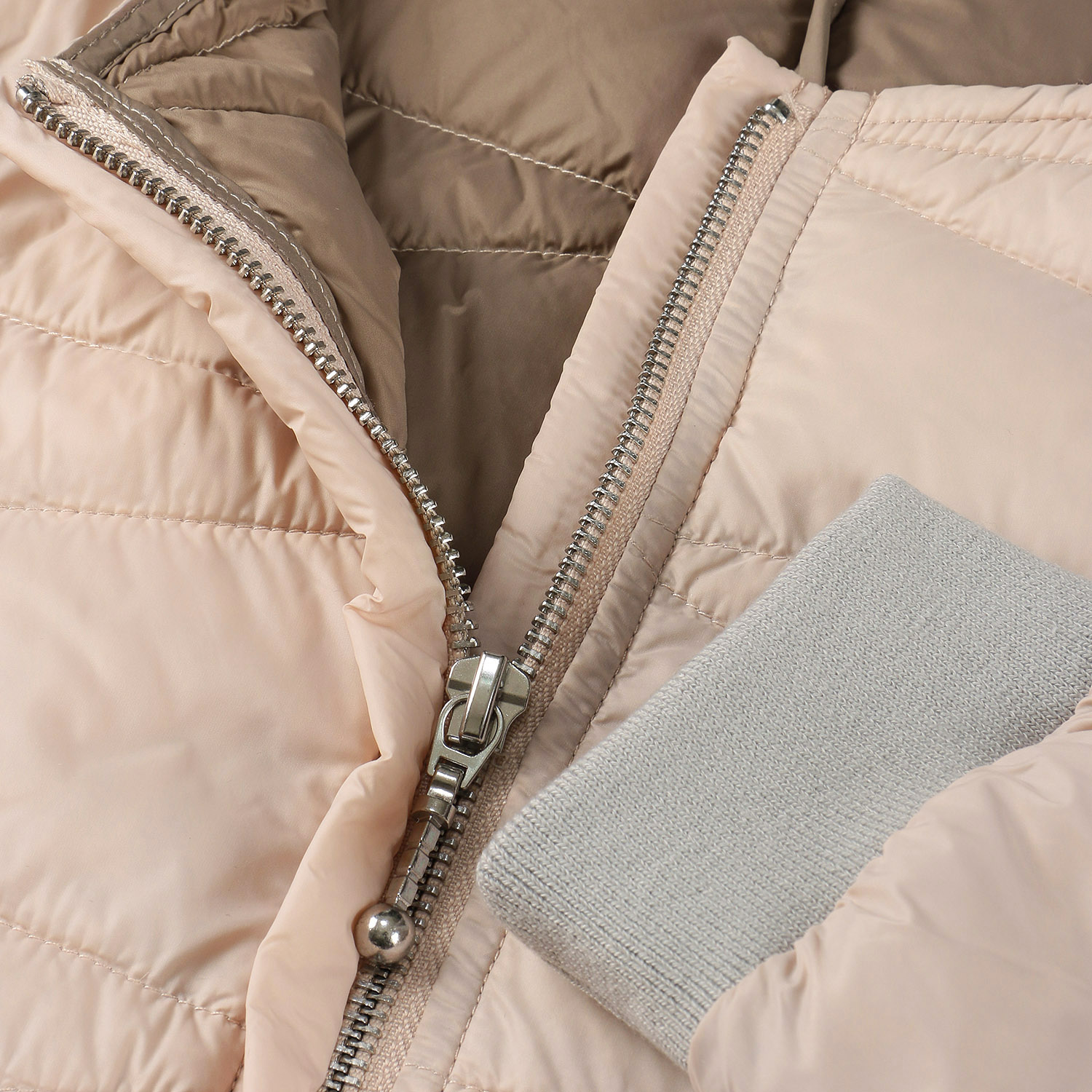 ノーカラー配色リブ使いダウンジャケット - 画像7