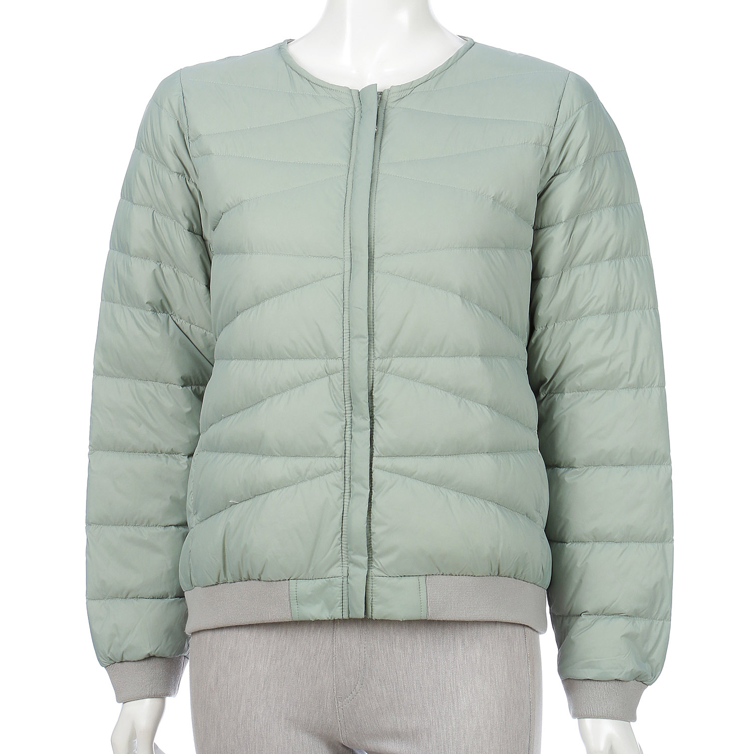 ノーカラー配色リブ使いダウンジャケット - 画像9