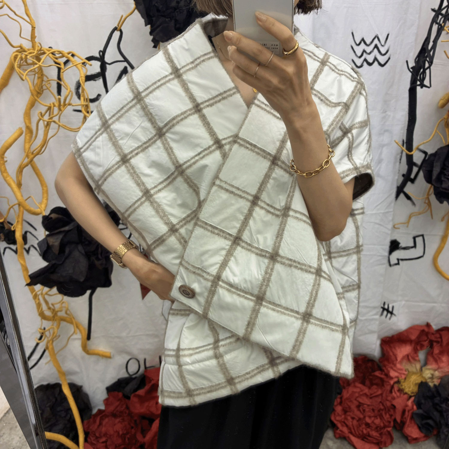 jalanjalan ブロックラインキルティングベスト - 画像9