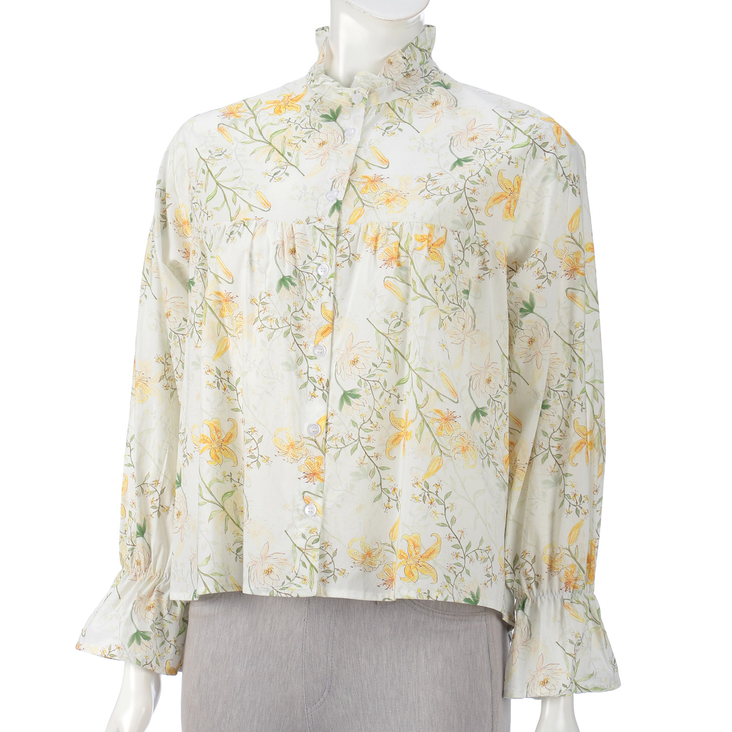 LAPIS ROUGE ボタニカルプリント大ブラウス - 画像2