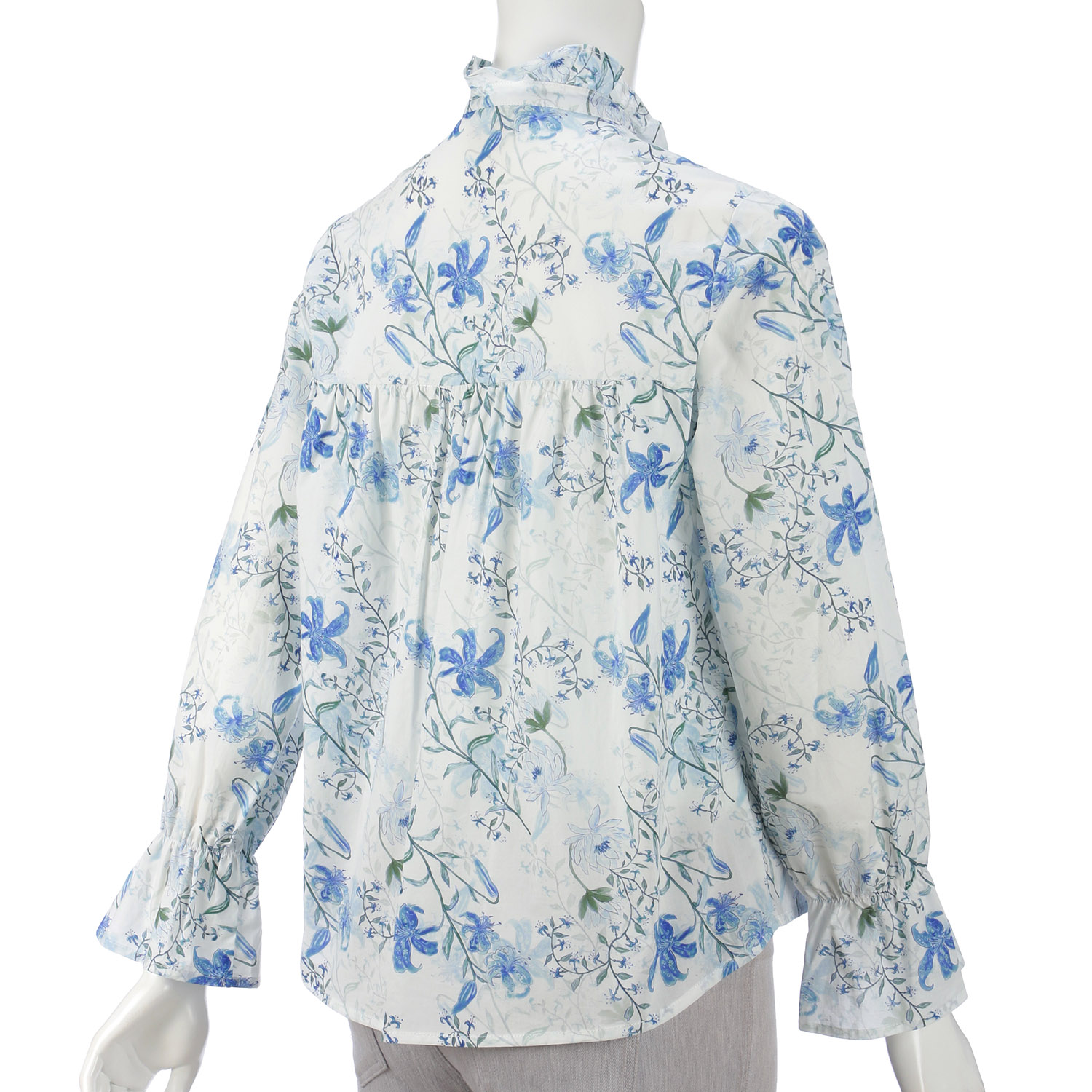 LAPIS ROUGE ボタニカルプリント大ブラウス - 画像5