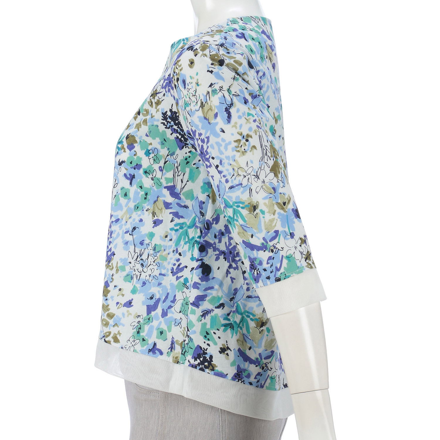 LAPIS ROUGE チュール切替水彩柄プルオーバー - 画像4