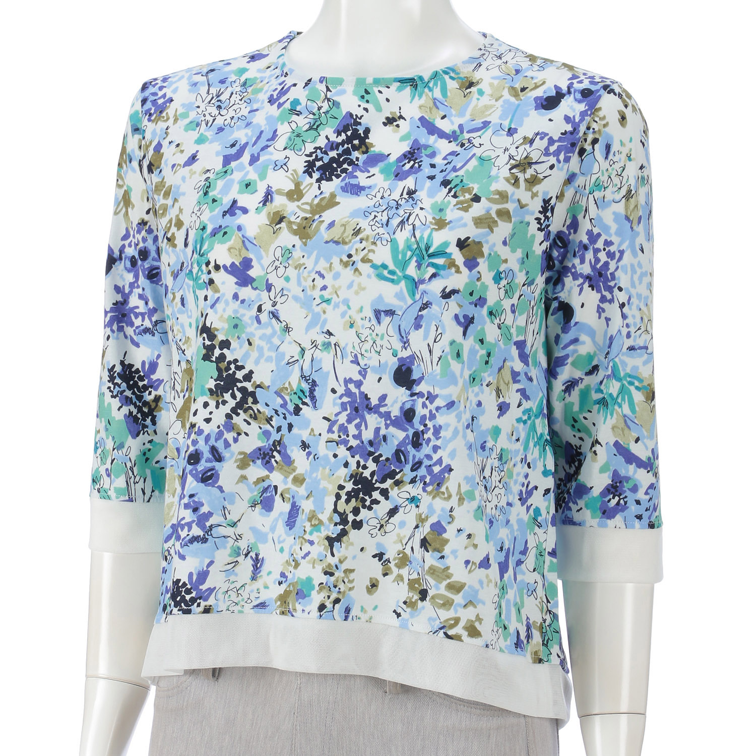 LAPIS ROUGE チュール切替水彩柄プルオーバー - 画像1