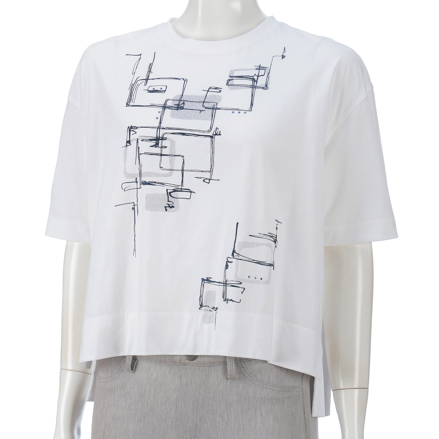 LAPIS ROUGE 幾何柄二次加工プルオーバー - 画像2