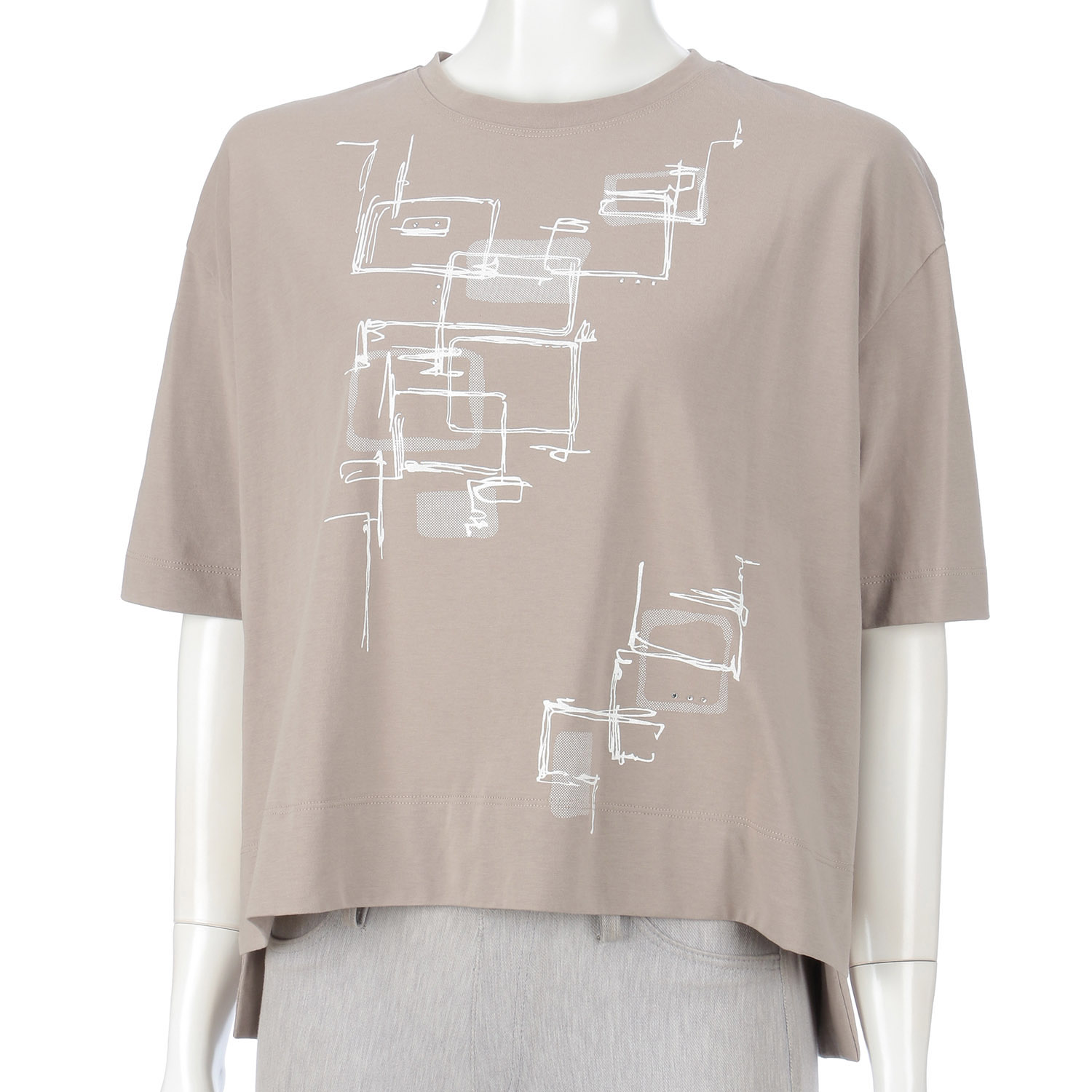 LAPIS ROUGE 幾何柄二次加工プルオーバー