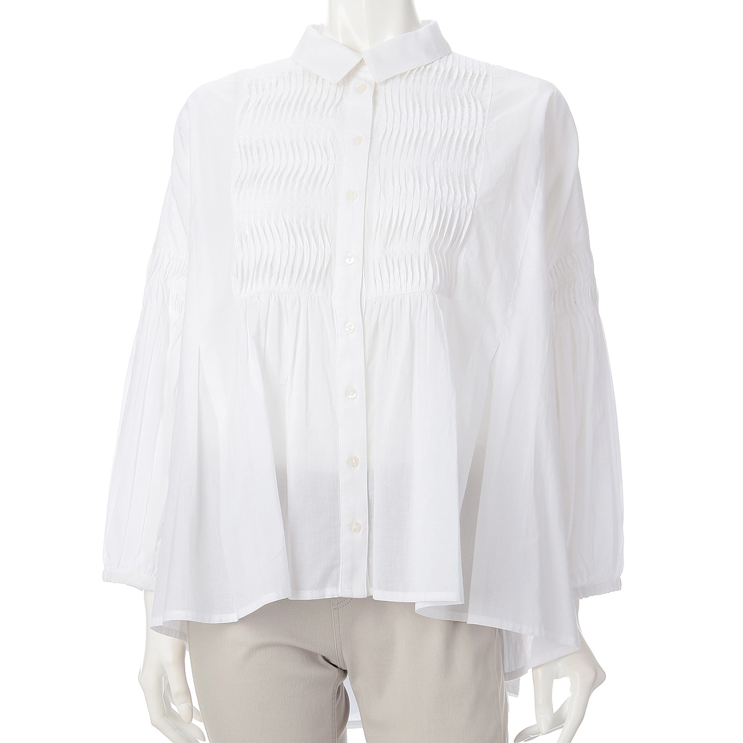 LAPIS ROUGE ピンタック八分袖ブラウス - 画像2