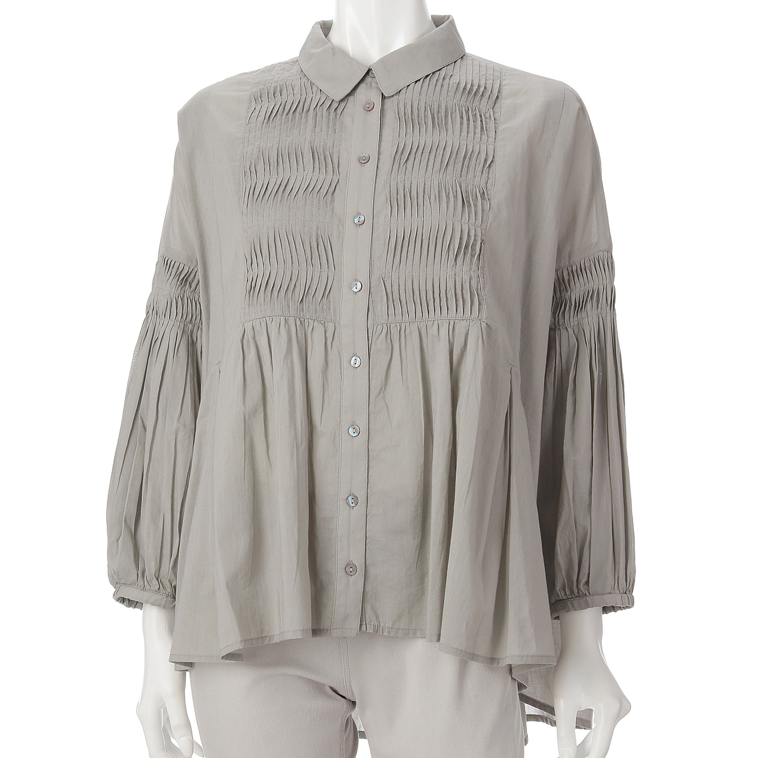 LAPIS ROUGE ピンタック八分袖ブラウス - 画像3