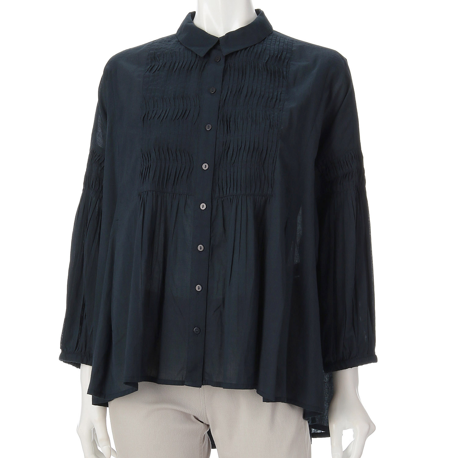 LAPIS ROUGE ピンタック八分袖ブラウス - 画像8