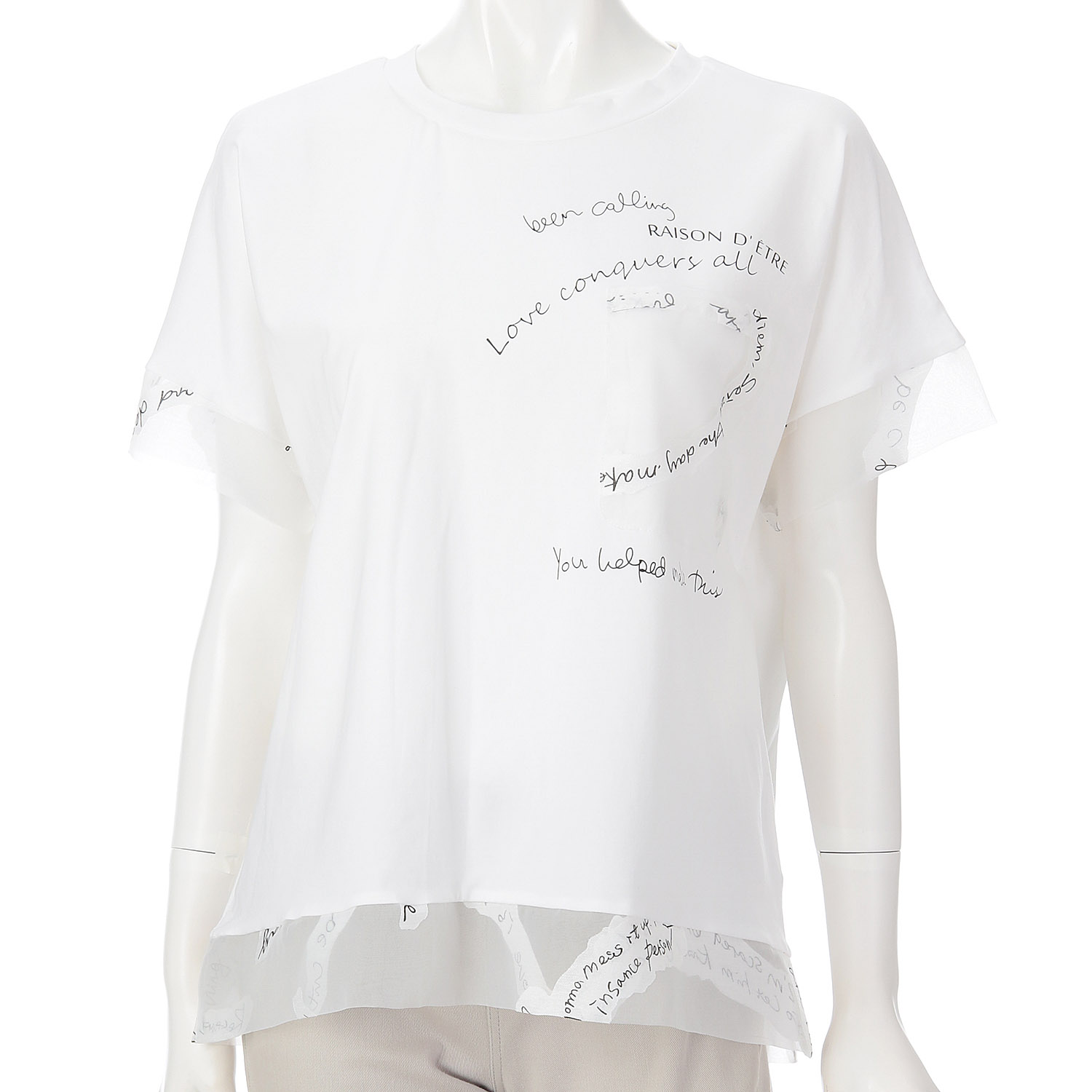 無地×英文字シアーチュニック - 画像3