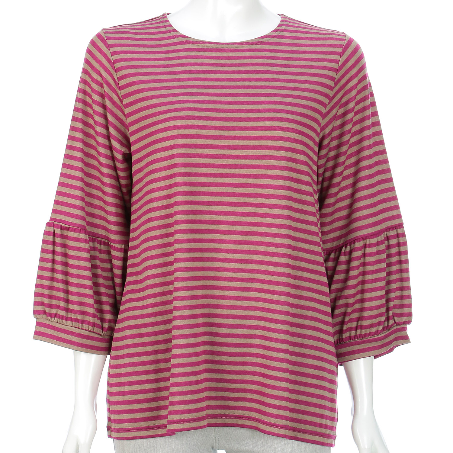 七分袖ボーダー袖ギャザー - 画像3