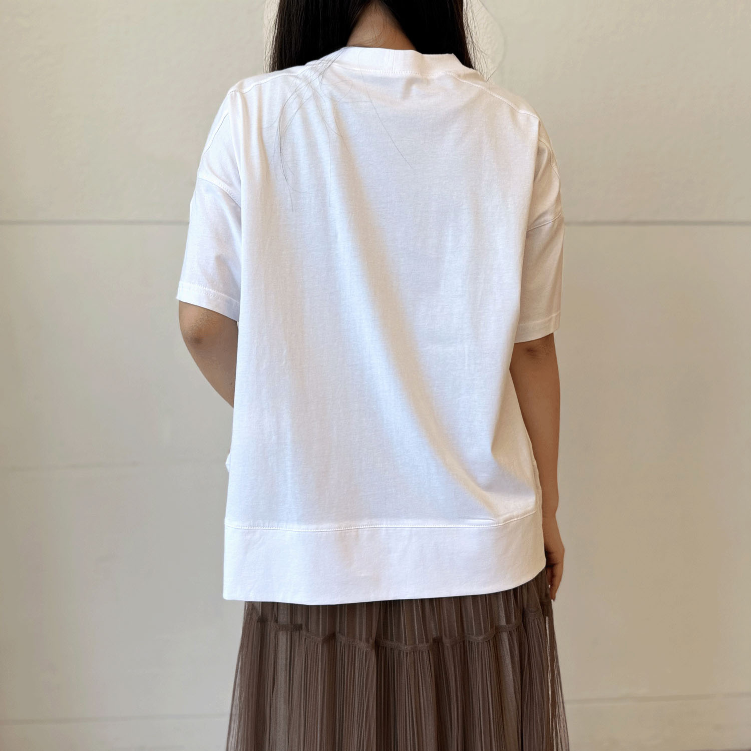 綿天竺×花柄切替ロゴ五分袖プルオーバー - 画像4