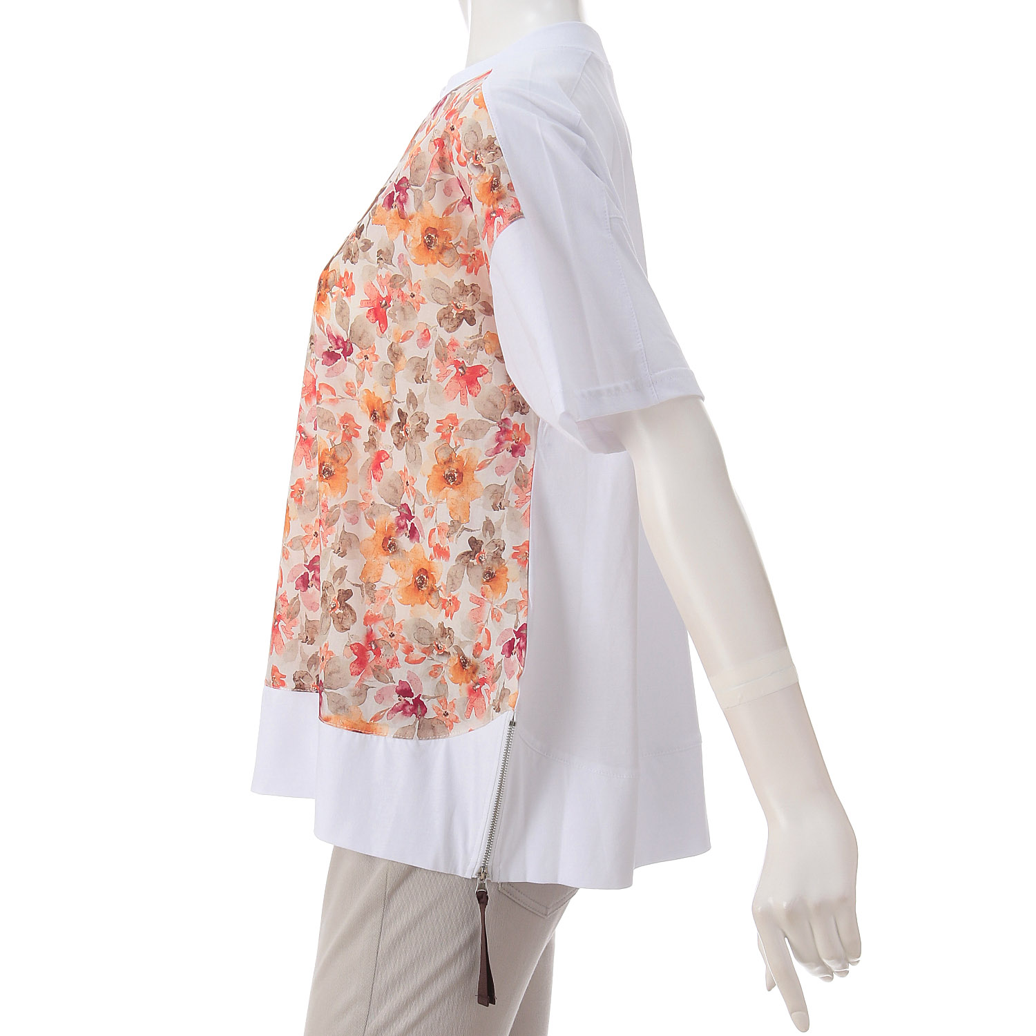 綿天竺×花柄切替ロゴ五分袖プルオーバー - 画像7