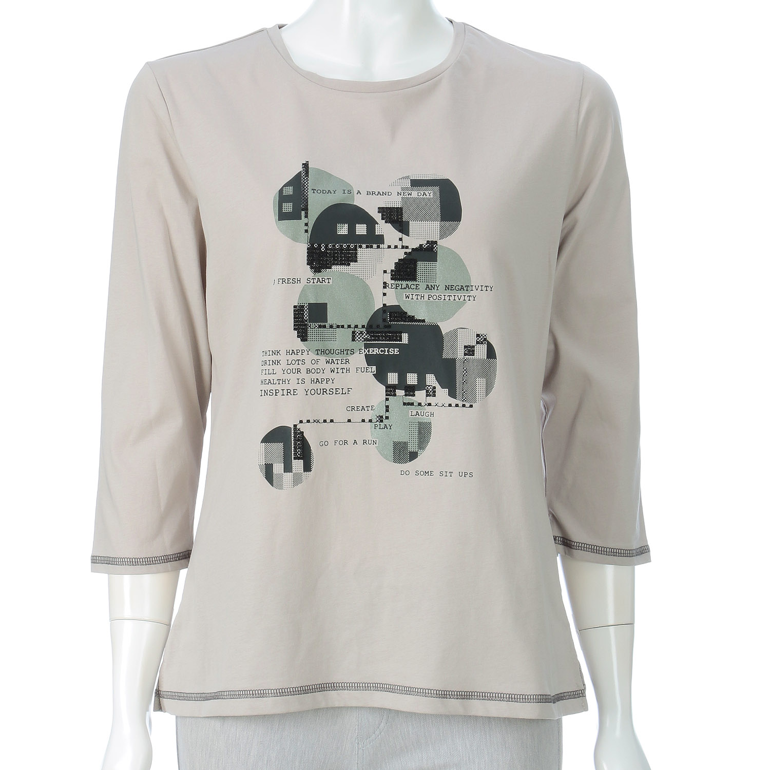 プリント7分袖Tシャツ