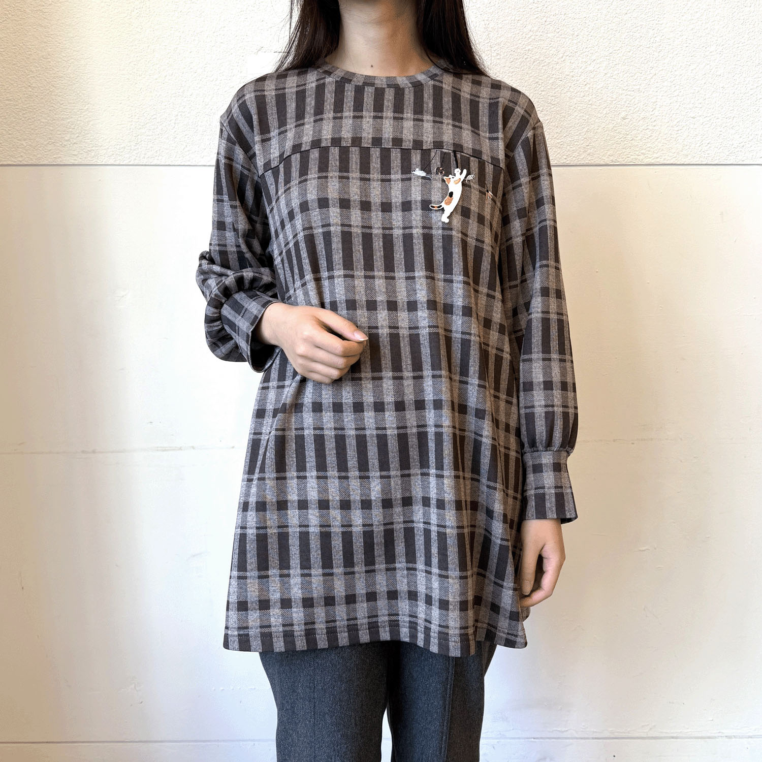 Myauris ネコモチーフチェック柄チュニック - 画像2