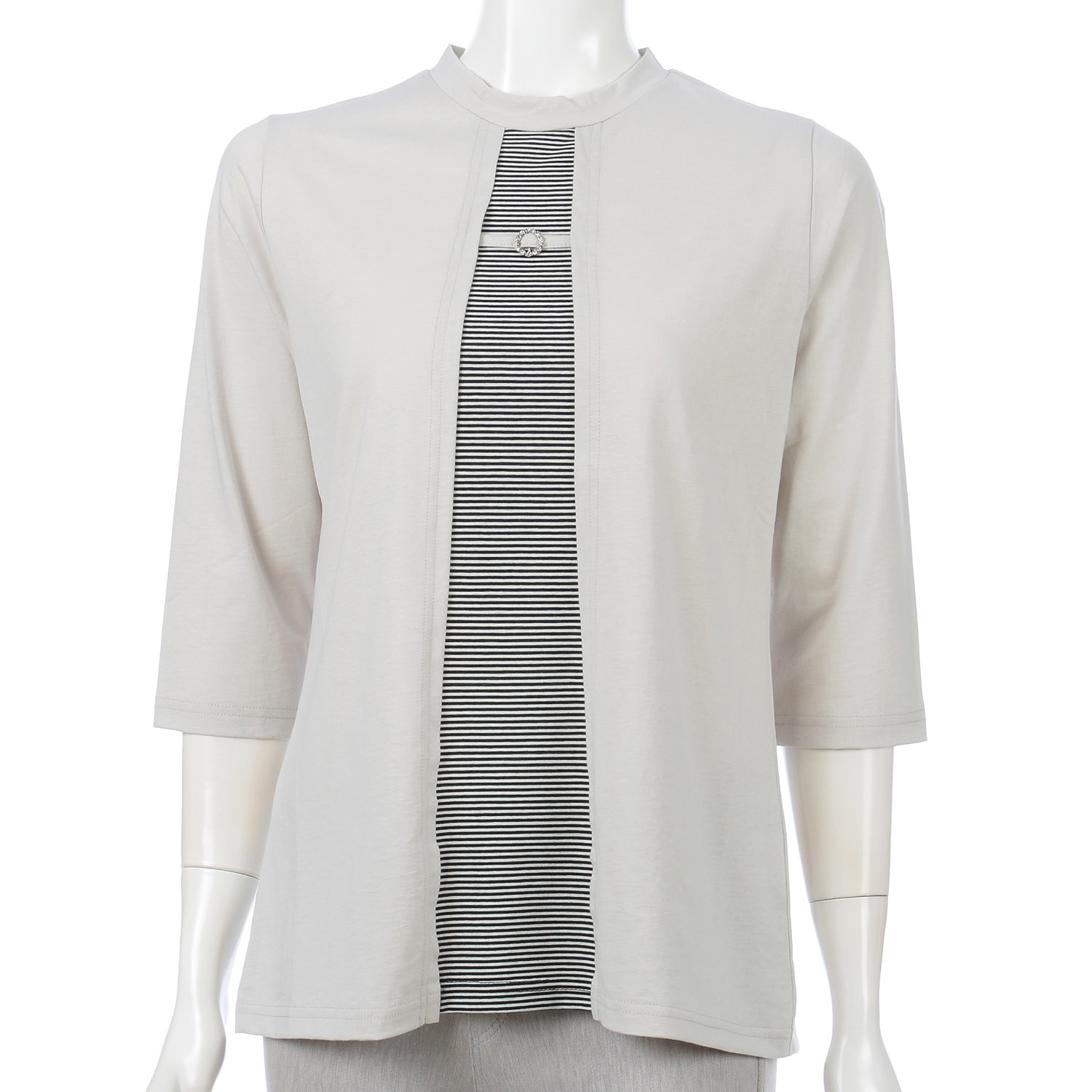 リング付きボーダー切り替えチュニック - 画像3