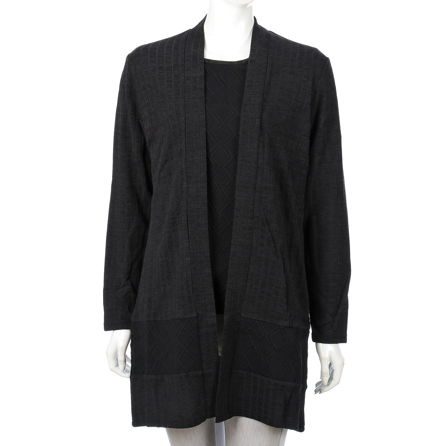 リブ×膨れ素材切替カットアンサンブル - 画像2