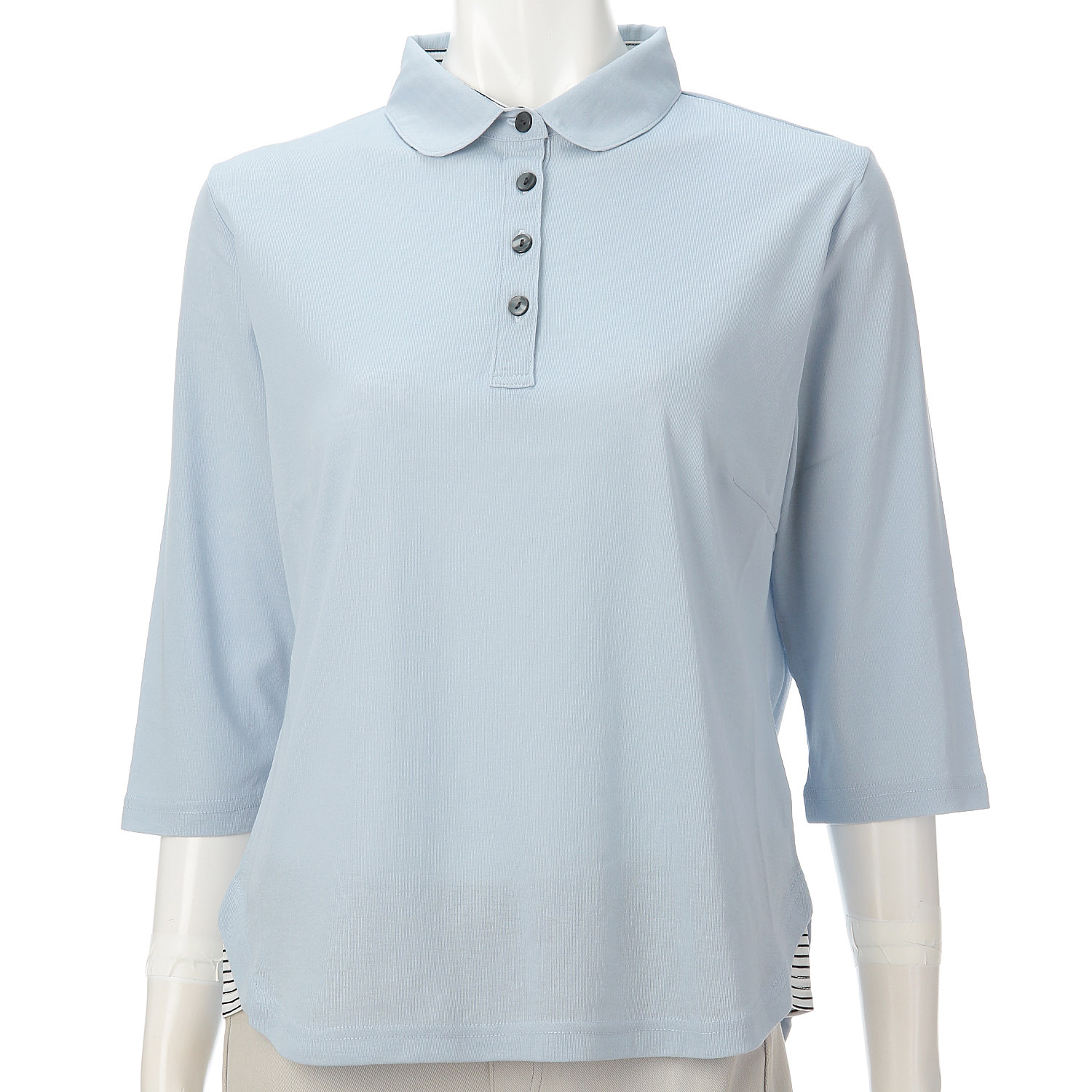 ボーダー使い襟付き7分袖プルオーバー - 画像8