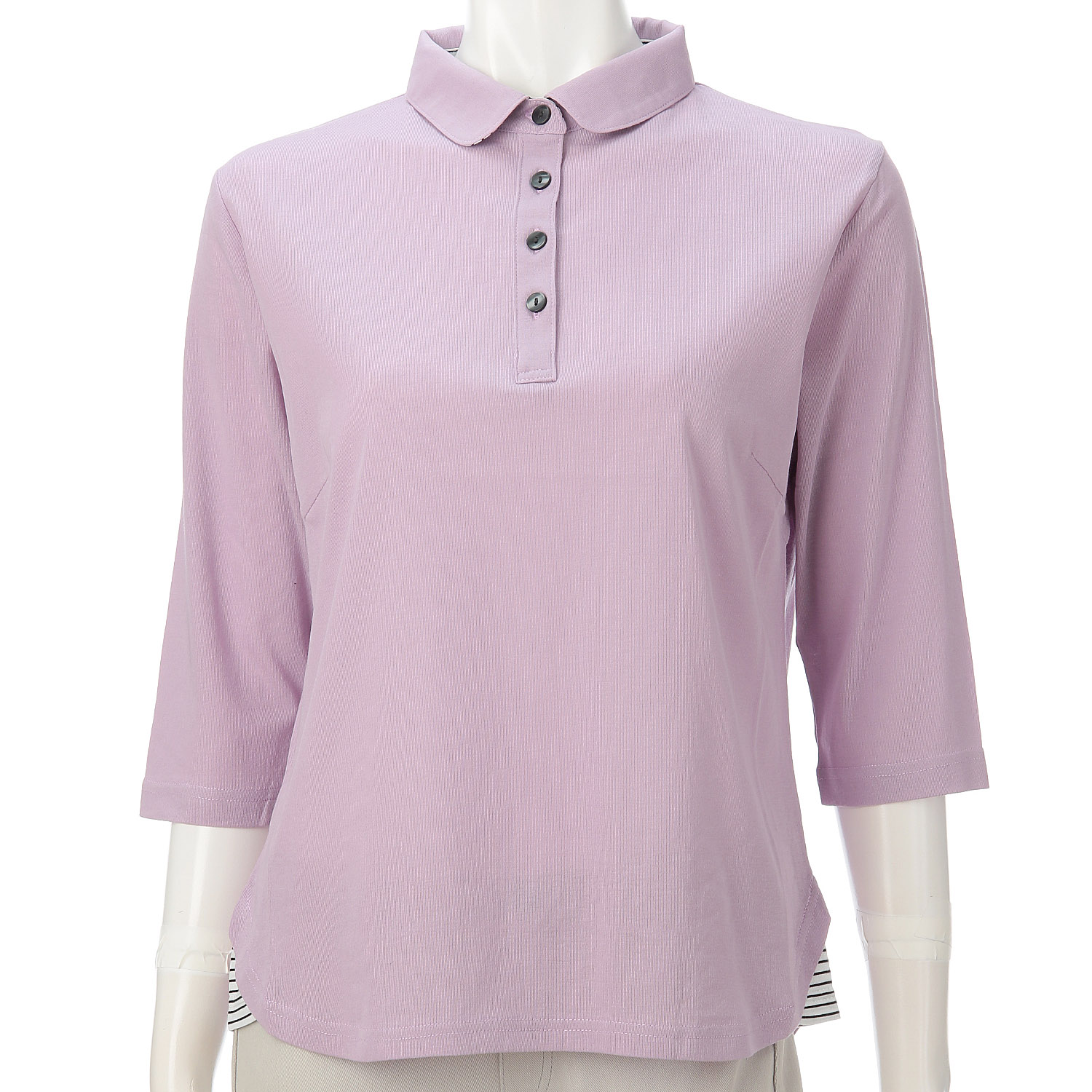 ボーダー使い襟付き7分袖プルオーバー - 画像9