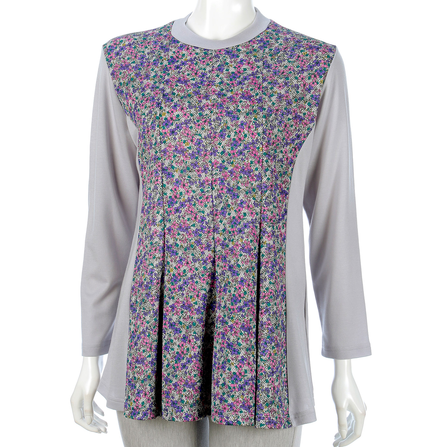 前身小花柄プリントAラインチュニック - 画像1