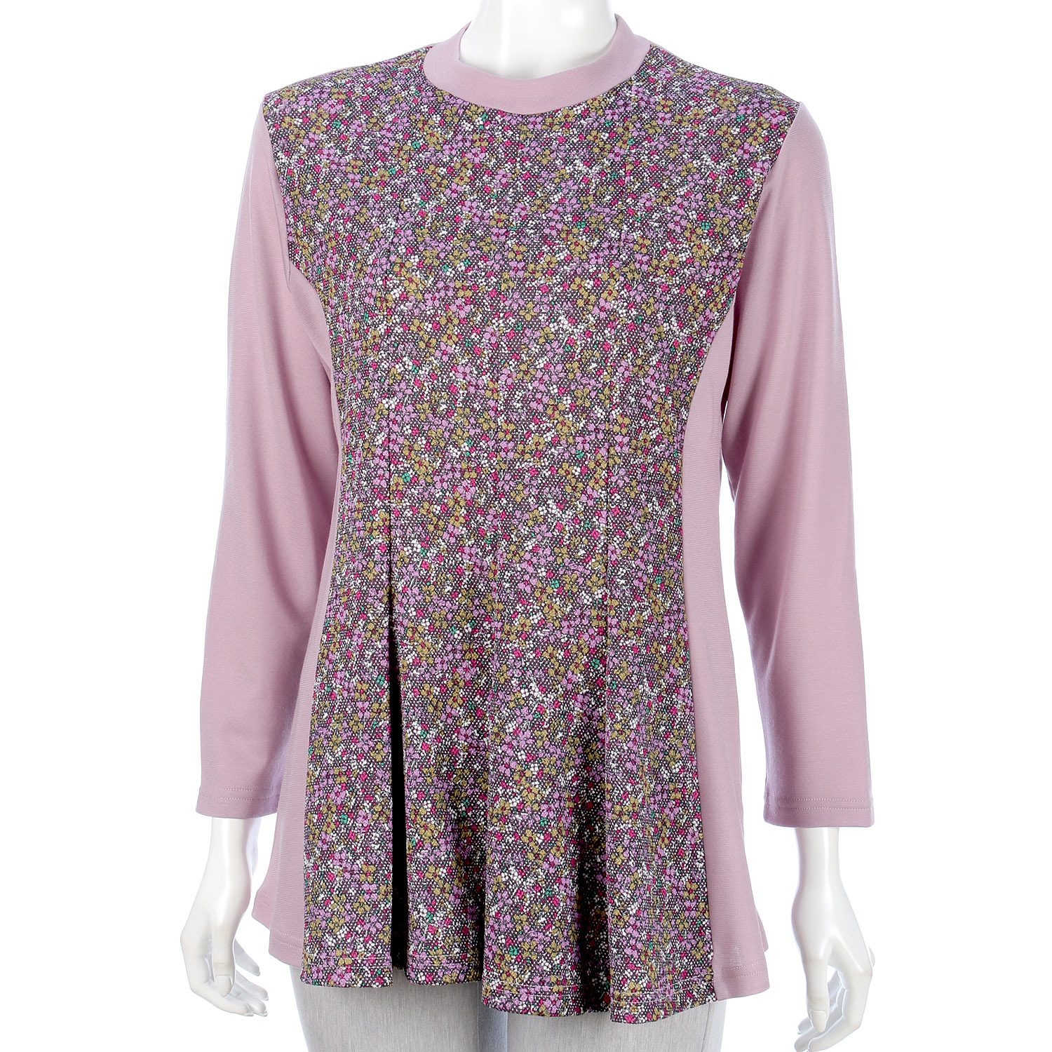 前身小花柄プリントAラインチュニック - 画像1