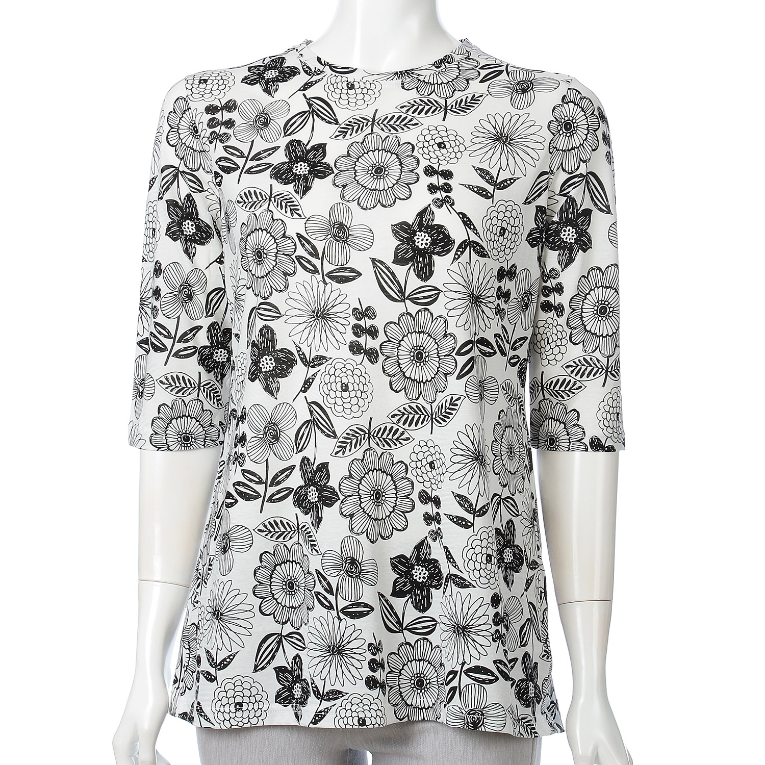 サイロ強撚単色花柄チュニック6分袖 - 画像2