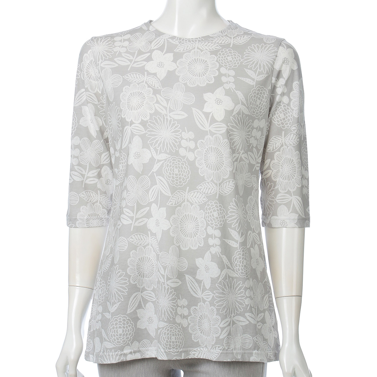 サイロ強撚単色花柄チュニック6分袖