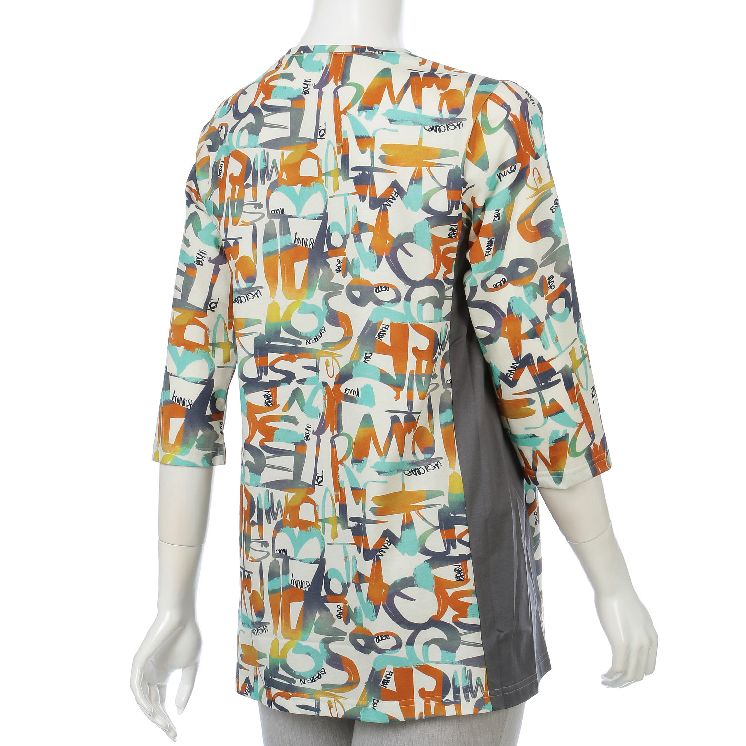 Wシルケット天竺ロゴ柄チュニック7分袖 - 画像5