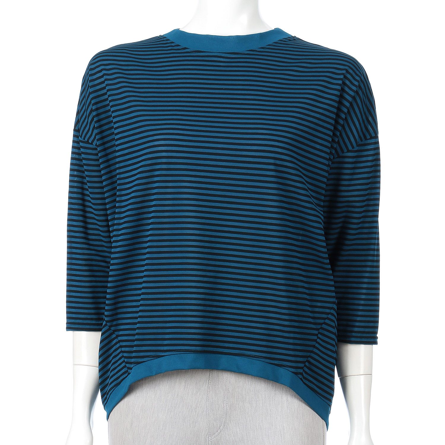 ボーダードロップショルダー七分袖プルオーバー - 画像8