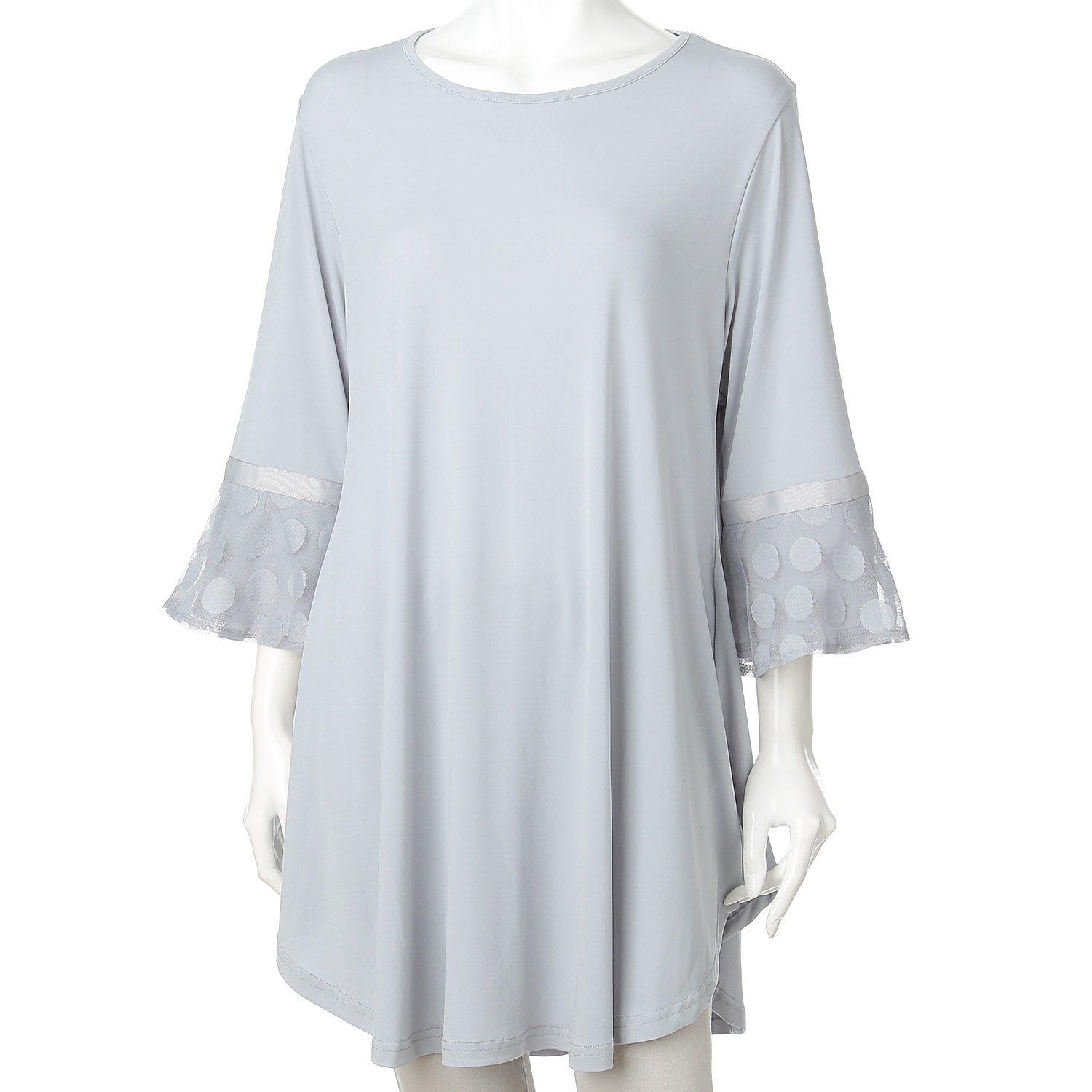 無地×ドット柄チュニック - 画像1