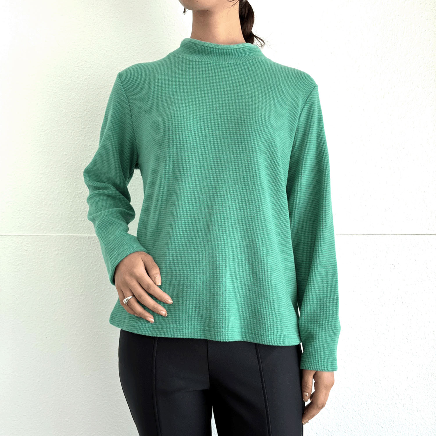 【Insta Live】ボーダー配色ハイネックプルオーバー - 画像3