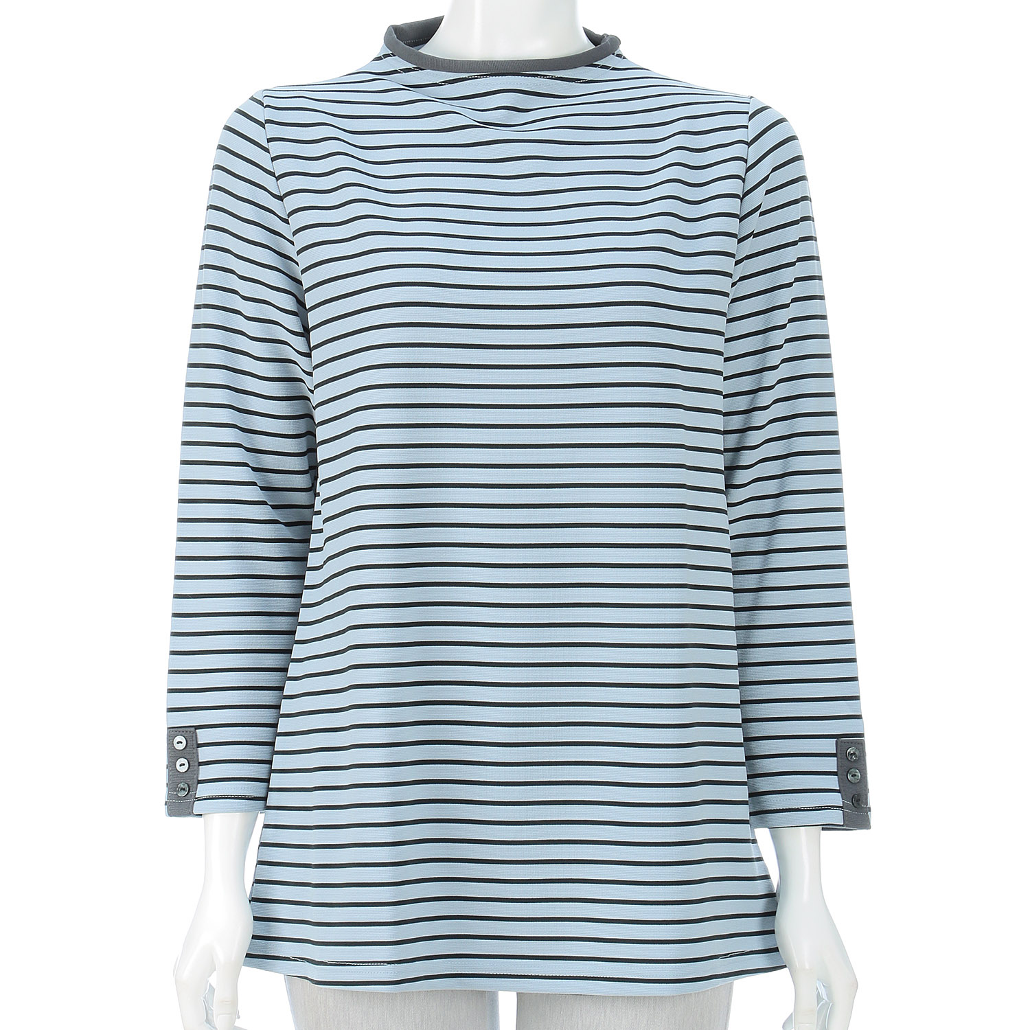 ボーダー柄ボトルネックチュニック