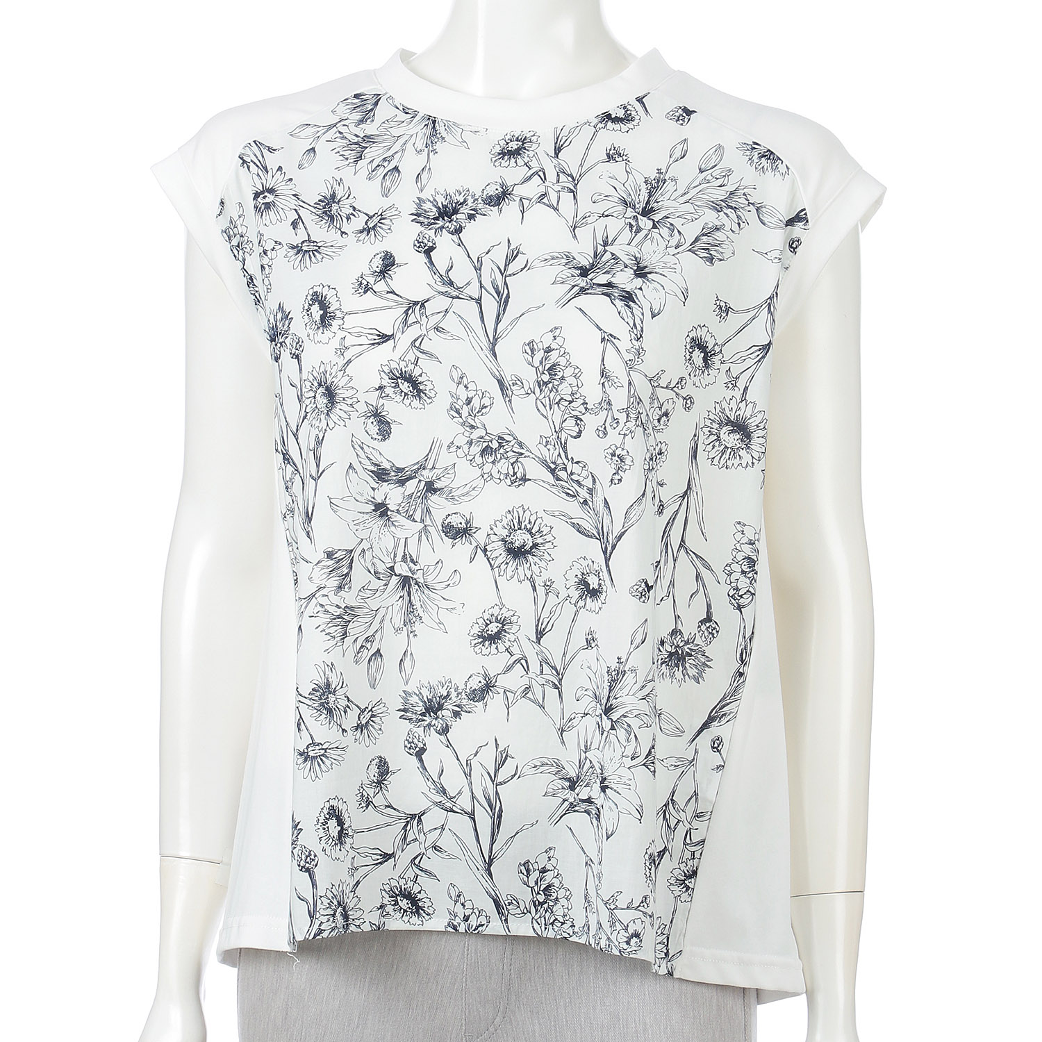 カットソー切替プリントチュニック - 画像5